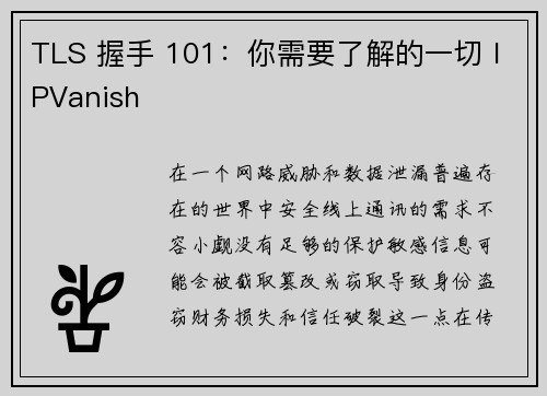 TLS 握手 101：你需要了解的一切 IPVanish